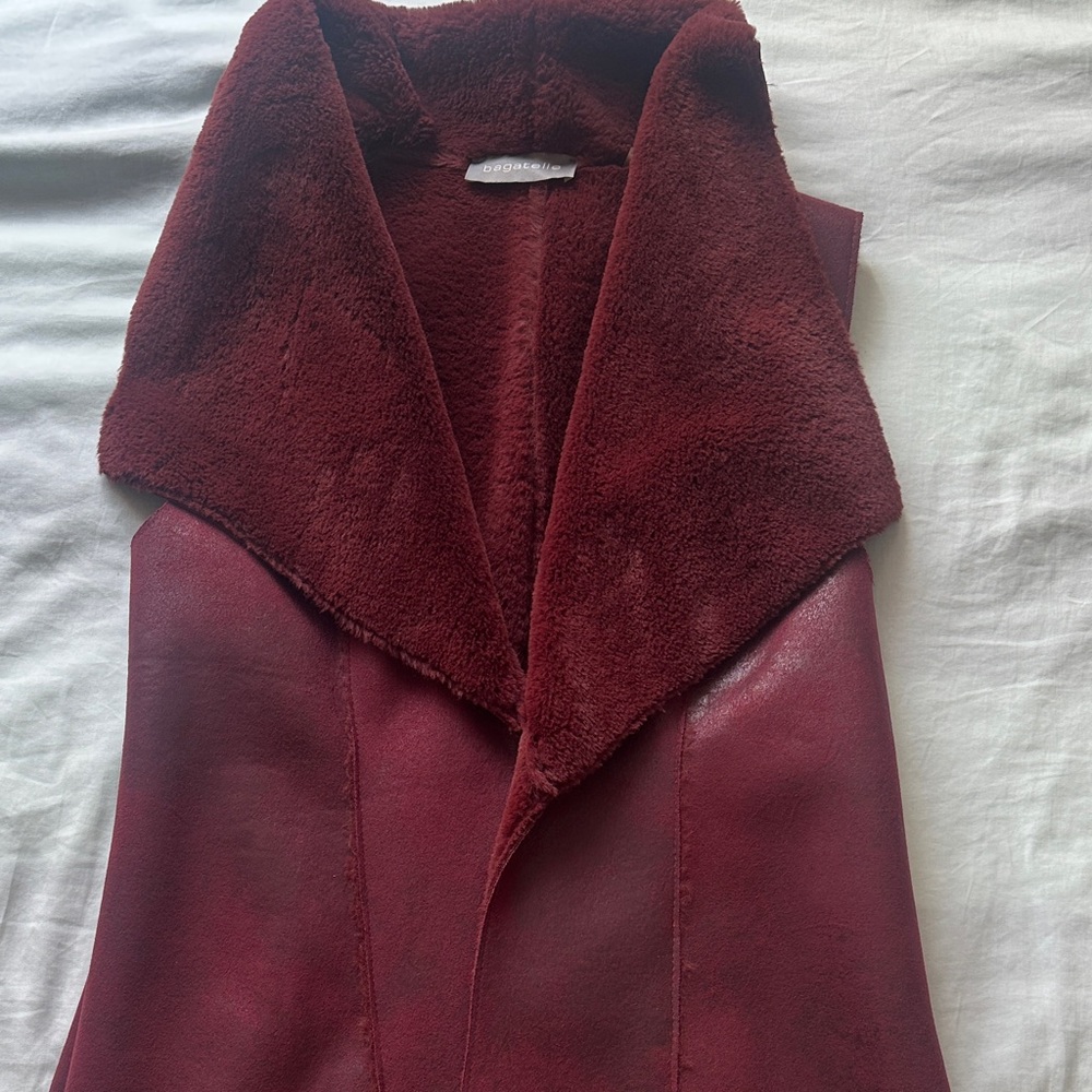 Bagatelle Deep Red Faux Leather/fur Vest